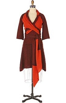 orange and brown wrap dress