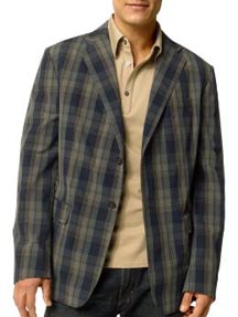 Cotton Plaid Two-Button Blazer