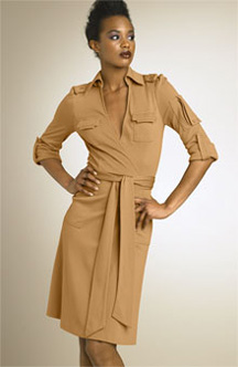 DVF khaki wrap dress