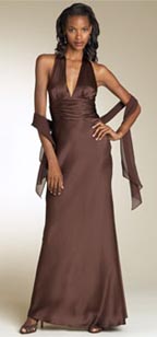  Adrianna Papell Charmeuse Halter Gown with Scarf