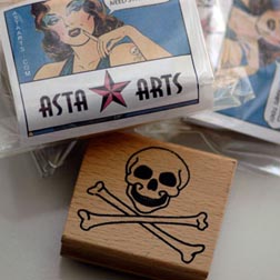 Asta Arts Skull and Crossbones Rubber Stamps