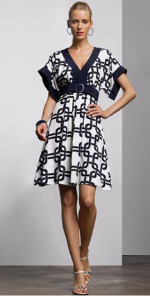 BR Monogram silk geo-print kimono-style dress