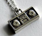 Boom Box Sterling Silver Charm Necklace