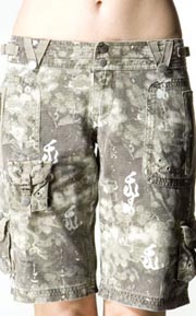 Da-Nang Calligraphy Camo Ripstop Bermudas in Chinese Charcoal