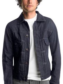 Dark Pleated Jean Jacket