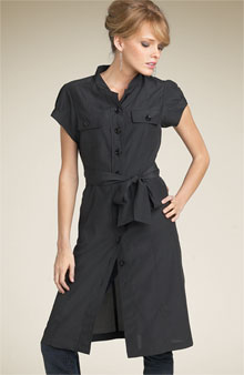 Halogen Mandarin Collar Shirtdress