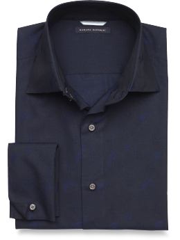 Navy Blue Jacquard French Cuff Shirt