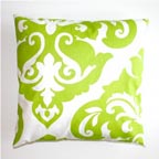 Lime Green Damask Pillow Cover