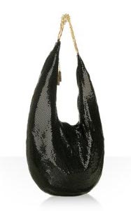 Whiting and Davis Black Metal Mesh Chain Hobo