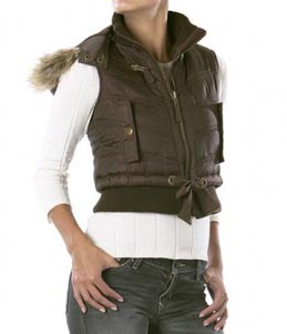 Mossimo Puffer Vest with Faux-Fur Trim