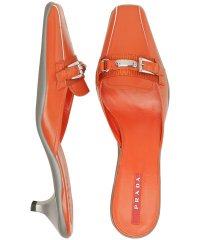 Prada Sport Orange Leather Buckle Mules