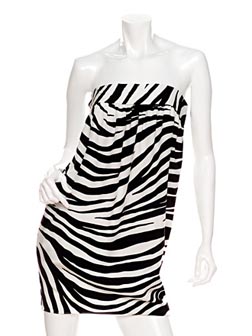 Privee Strapless Zebra Print Dress