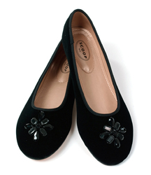 Jet Beaded Velvet Ballet Flat