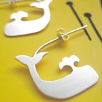 Silver Whale Hoop Earrings