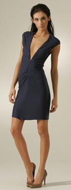 T-Bags Solid V Neck Cap Sleeve Dress