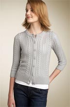 Tildon Cable Knit Pointelle Cardigan