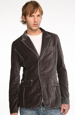 Triple Five Soul Velvet Pinstripe Blazer