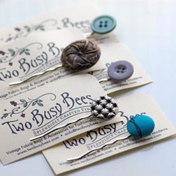 Two Busy Bees Vintage Button Bobby Pins