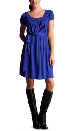 Pleated Tie Waist Dress