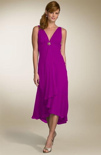 Maggy London Cascade Front Chiffon Dress