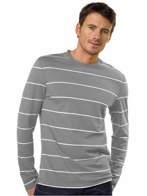 Slub Cotton Stripe Fitted Crew Tee