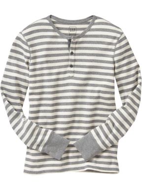 Textured Henley Striped Shirt