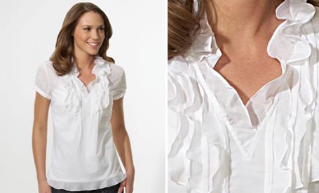 Cotton Ruffle Front Top