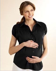 Maternity Smocked Yoke Button Front Shirt