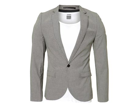 Grey Dogtooth Skinny Blazer