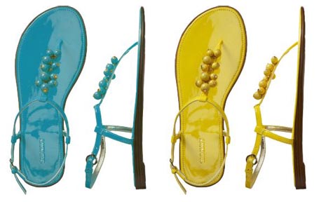 Patent Bauble T-Strap Sandals