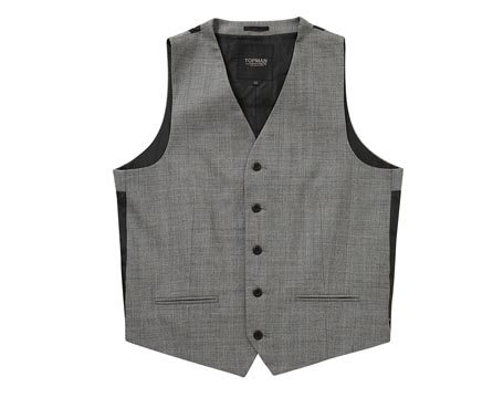 Grey Check 5 Button Waistcoat