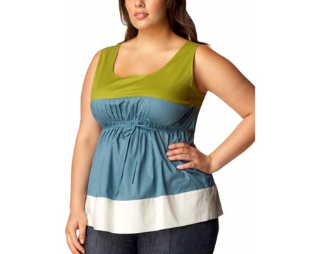 Womens Plus Colorblock Top