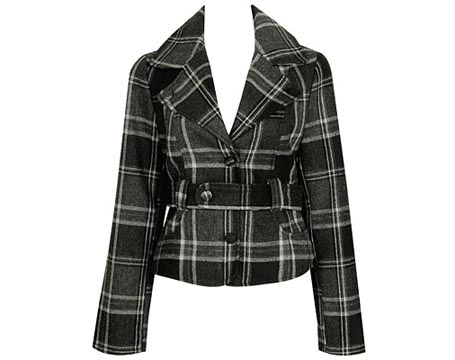 Belted Plaid Blazer