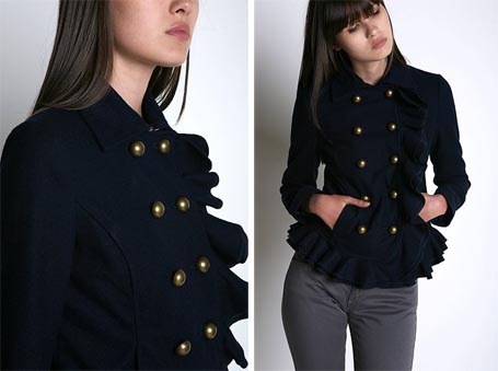 Kimchi Blue Ruffle Peacoat