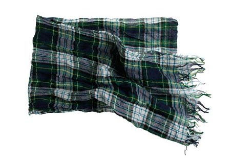 Washed Wool Tartan Scarf