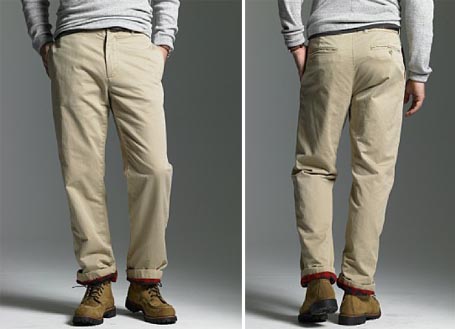 Flannel-lined chino