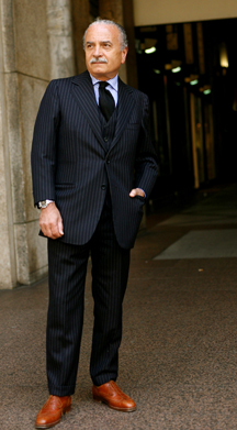 Light Brown Shoes with a Navy Suit.  Courtesy of The Sartorialist.