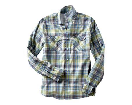 mens fashion shirts. Fitted Madras Plaid Shirt