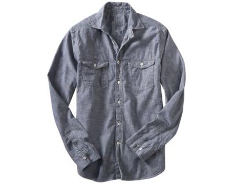 mens fashion shirts. Fitted Chambray Shirt