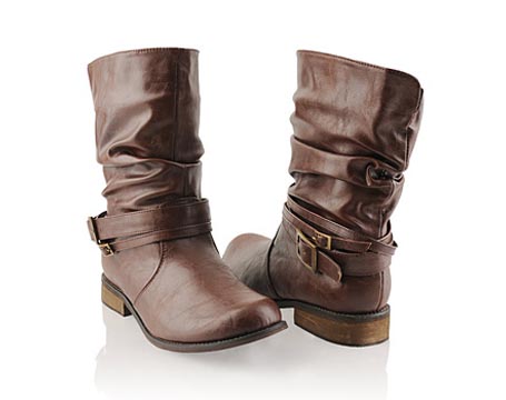 flat boots for women. belted flat boots.